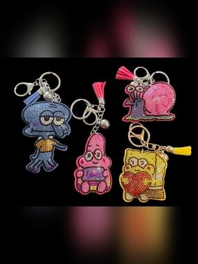 Spongebob and Friends Cartoon Bag CharmKeychain Set